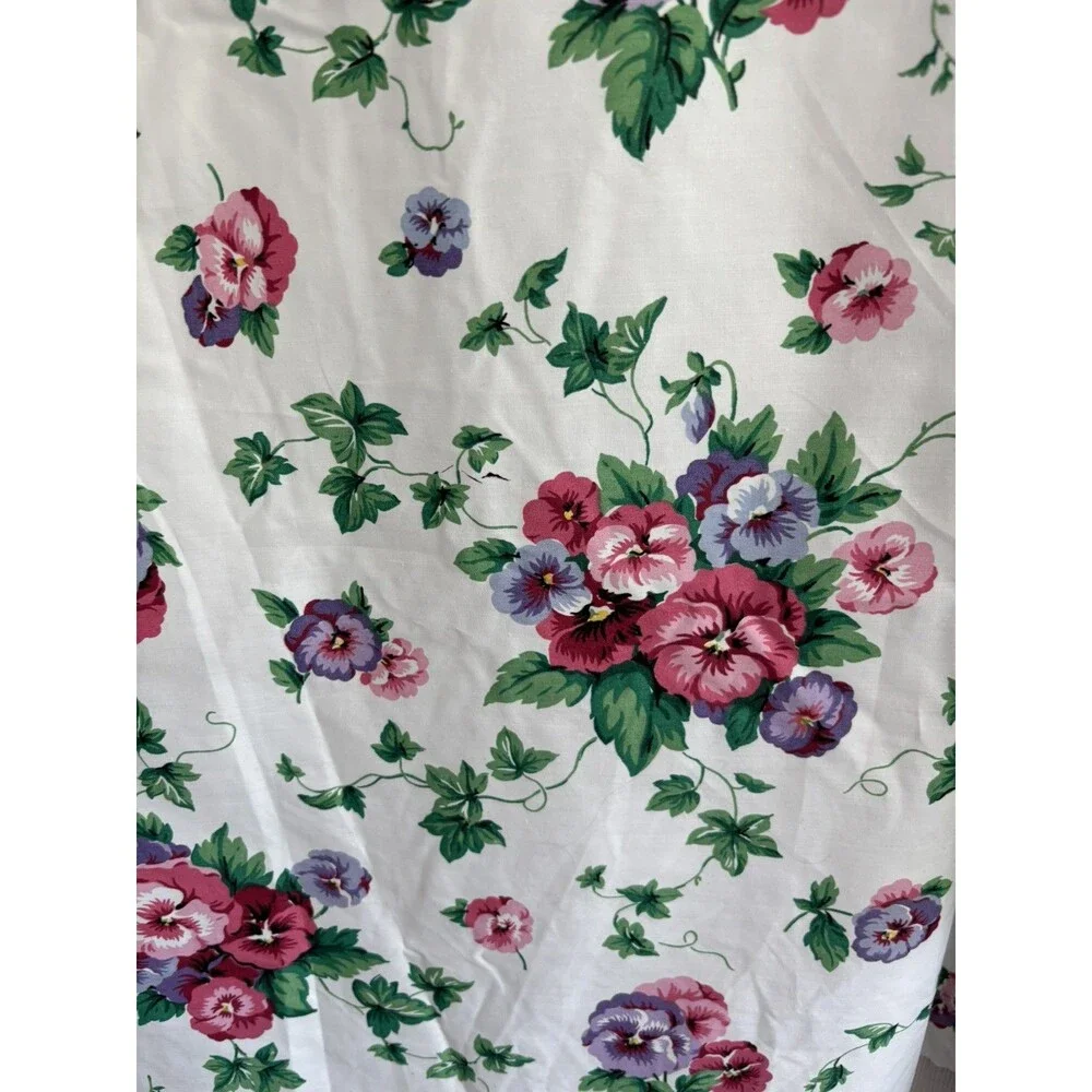 Vintage Waverly Pretty Pansy Pansies Floral Fabric Remnant For Sewing Textile